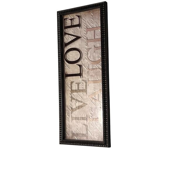 Live, Laugh, Love Wall Art Brown Frame with Glass 17” x 7” Dimensions - Picture 2 of 3